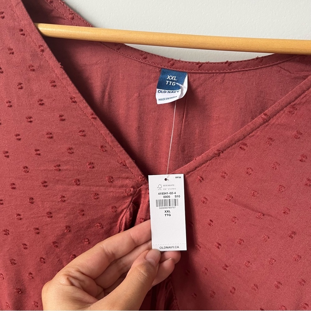 Old Navy Swiss Dot Long Sleeve Unlined V Neck Shift Dress Multiple Sizes - Picture 5 of 12